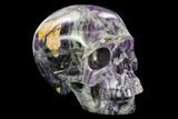 Realistic, Carved Purple Fluorite Skull #127576-1